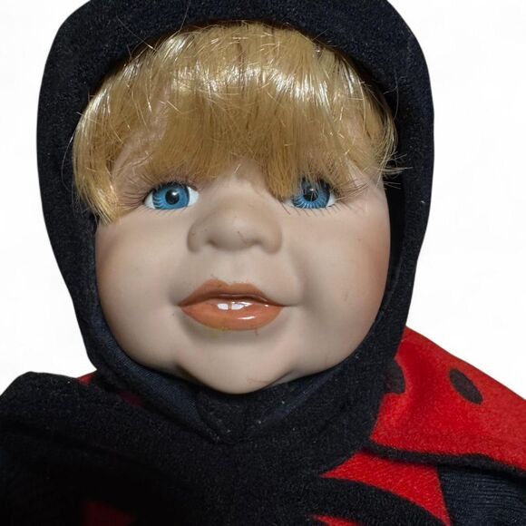 Porcelain Face Ladybug Doll Jointed Arms Collector Whimsical - Picture 2 of 7